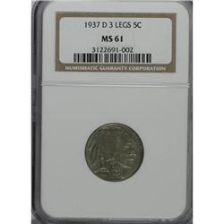 1937-D 5C Three-Legged MS61 NGC