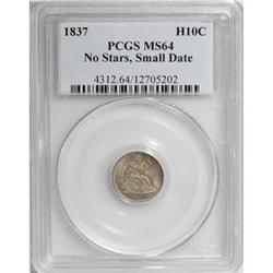 1837 H10C No Stars, Small Date (Flat Top 1) MS64
