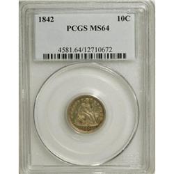 1842 10C MS64 PCGS