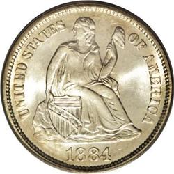 1884 10C MS67 PCGS. CAC