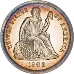 1863 10C PR66 Star Cameo NGC