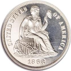 1863 10C PR67 Ultra Cameo NGC