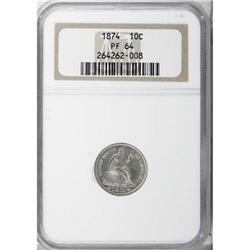 1874 10C Arrows PR64 NGC