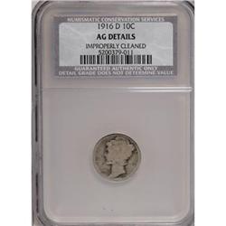 1916-D 10C--Improperly Cleaned--NCS. AG Details