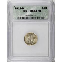 1918-D 10C MS64 Full Bands ICG