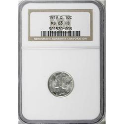 1919-D 10C MS63 Full Bands NGC