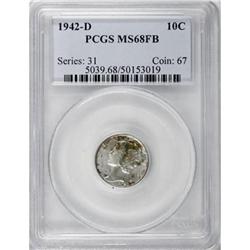 1942-D 10C MS68 Full Bands PCGS