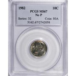 1982 10C No P MS67 PCGS