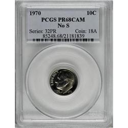 1970 10C No S PR68 Cameo PCGS