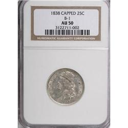 1838 25C AU50 NGC