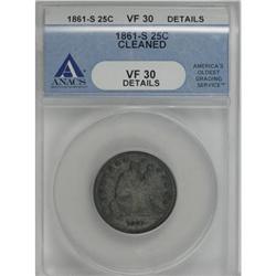 1861-S 25C VF30 ANACS