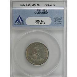 1864 25C MS60 ANACS