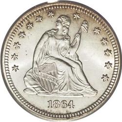 1864 25C MS66 PCGS