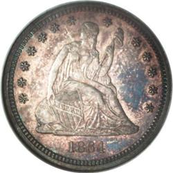 1864 25C PR64 NGC