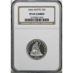 1866 25C Motto PR63 Cameo NGC