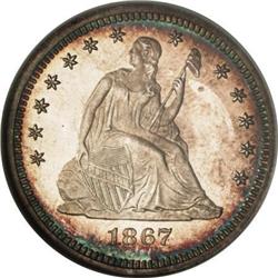 1867 25C PR65 Cameo NGC