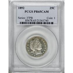 1892 25C PR65 Cameo PCGS