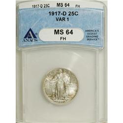 1917-D 25C Type One MS64 Full Head ANACS