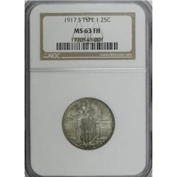 1917-S 25C Type One MS63 Full Head NGC