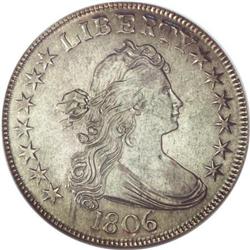 1806 50C Pointed 6, Stem AU50 ANACS