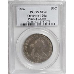 1806 50C Pointed 6, Stem XF40 PCGS