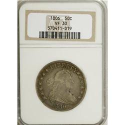 1806 50C Pointed 6, Stem VF30 NGC