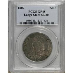 1807 50C Large Stars, 50 Over 20 XF45 PCGS