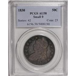1830 50C Small 0 AU58 PCGS