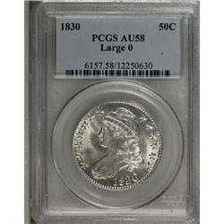 1830 50C Large 0 AU58 PCGS