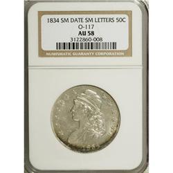 1834 50C Small Date, Small Letters AU58 NGC