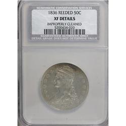 1836 50C Reeded Edge--Improperly Cleaned--NCS.