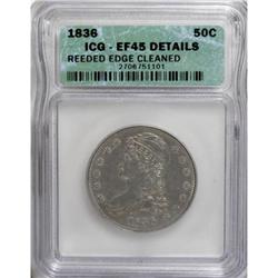 1836 50C Reeded Edge--Cleaned--ICG. XF45