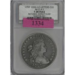 1797 $1 10x6 Stars, Large Letters--Repaired,