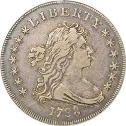 1798 $1 Large Eagle, Pointed 9 XF40 NGC