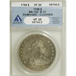 1799 $1 7x6 Stars--Damaged, Cleaned--ANACS. VF20