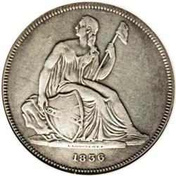 1836 P$1 Name on Base, Judd-60 Original,