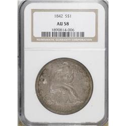 1842 $1 AU58 NGC