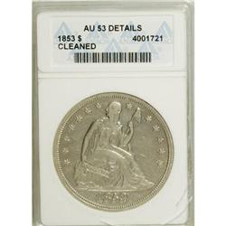 1853 $1--Cleaned--ANACS. AU53 Details