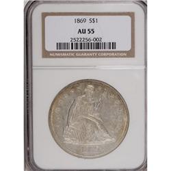 1869 $1 AU55 NGC