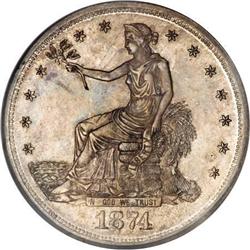 1874-S T$1 MS64 NGC