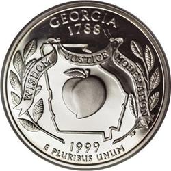 1999-S 25C Georgia Silver PR70 Deep Cameo PCGS