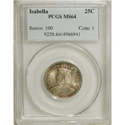 1893 25C Isabella Quarter MS64 PCGS