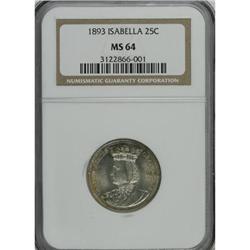 1893 25C Isabella Quarter MS64 NGC