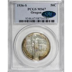 1936-S 50C Oregon MS67 PCGS. CAC
