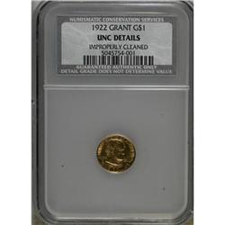 1922 G$1 Grant no Star--Improperly Cleaned--NCS.