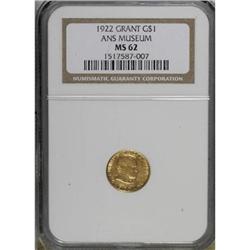 1922 G$1 Grant no Star MS62 NGC