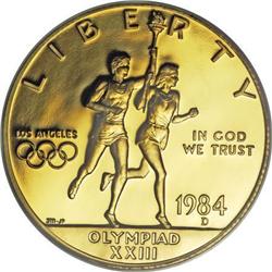 1984-D G$10 Olympic Gold Ten Dollar PR70 Deep