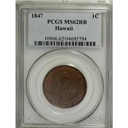 1847 1C Hawaii Cent MS62 Red and Brown PCGS