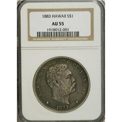 1883 $1 Hawaii Dollar AU55 NGC