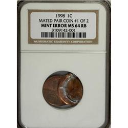 1998 1C--Mated Pair of Cents--MS64 to MS65 Red